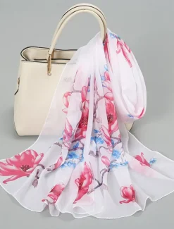 Women's Rectangle Scarf Street Daily Date Grey Yellow Scarf Floral