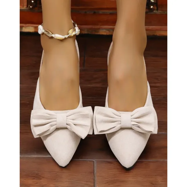 Women's Red Bow Pointed Toe Slingback Flats – Elegant Suede Ballet Shoes for Casual Wear, Work, and Special Occasions