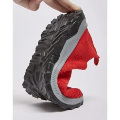 Women's Red Flyknit Slip-On Sneakers – Lightweight Breathable Walking Shoes for Hiking, Travel and Outdoor Adventures