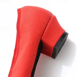 Women's Red Low-Heel Dance Shoes with Elastic Cross Straps – Comfortable and Lightweight Design for Ballet, Jazz, and Performance