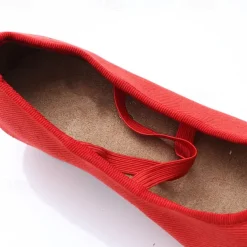 Women's Red Low-Heel Dance Shoes with Elastic Cross Straps – Comfortable and Lightweight Design for Ballet, Jazz, and Performance
