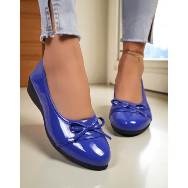 Women's Red Patent Leather Ballet Flats with Bow - Classic Round Toe Slip-On Dress Shoes for Teens and Ladies, Ideal for School, Work, and Everyday Casual Outfits