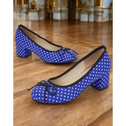 Women's Red Polka Dot Block Heels – Vintage Bow Pumps for Retro Parties, Dance & 1950s Style Outfits