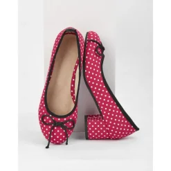 Women's Red Polka Dot Block Heels – Vintage Bow Pumps for Retro Parties, Dance & 1950s Style Outfits