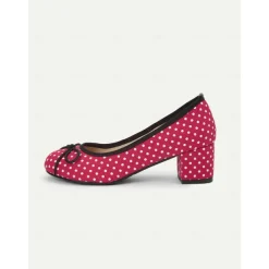 Women's Red Polka Dot Block Heels – Vintage Bow Pumps for Retro Parties, Dance & 1950s Style Outfits