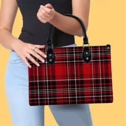 Women's Red Tartan Plaid Handbag with Adjustable Strap – Stylish Crossbody Bag for Everyday and Office Use