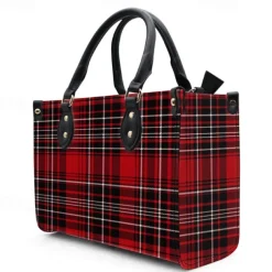 Women's Red Tartan Plaid Handbag with Adjustable Strap – Stylish Crossbody Bag for Everyday and Office Use