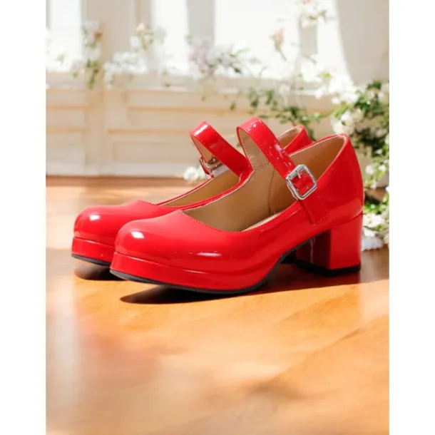 Women's Retro Patent Faux Leather Green Mary Jane Heels – Chunky Block Heel Platform Pumps for Cosplay, Parties & Vintage Fashion