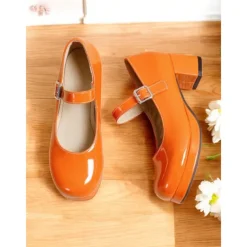 Women's Retro Patent Faux Leather Green Mary Jane Heels – Chunky Block Heel Platform Pumps for Cosplay, Parties & Vintage Fashion