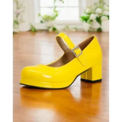 Women's Retro Patent Faux Leather Green Mary Jane Heels – Chunky Block Heel Platform Pumps for Cosplay, Parties & Vintage Fashion