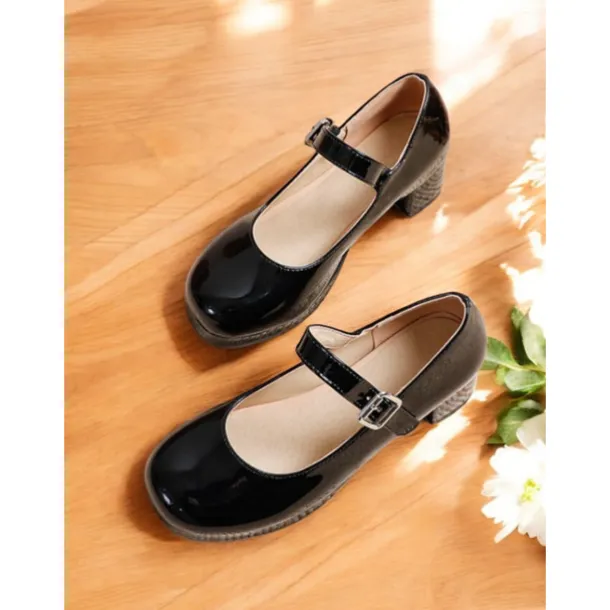 Women's Retro Patent Faux Leather Green Mary Jane Heels – Chunky Block Heel Platform Pumps for Cosplay, Parties & Vintage Fashion