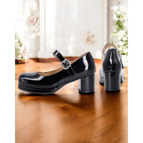 Women's Retro Patent Faux Leather Green Mary Jane Heels – Chunky Block Heel Platform Pumps for Cosplay, Parties & Vintage Fashion