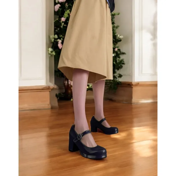 Women's Retro Patent Faux Leather Green Mary Jane Heels – Chunky Block Heel Platform Pumps for Cosplay, Parties & Vintage Fashion