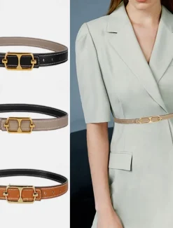 Women's Reversible Belt PU Leather Metal Bucke Eyelet Casual Formal Party Work Black Brown Gray