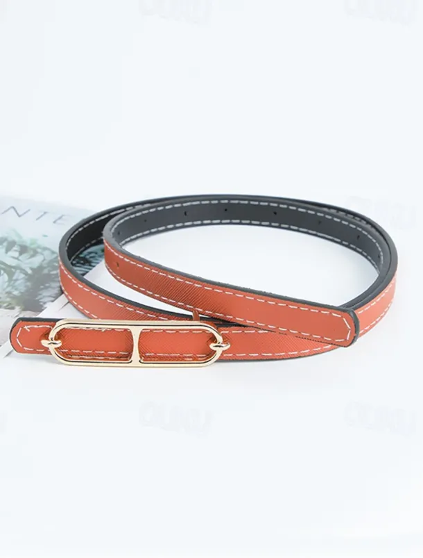 Women's Reversible Belt PU Leather Metal Bucke Eyelet Casual Formal Party Work Black Brown Gray