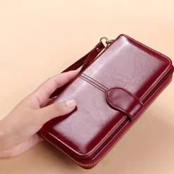 Women's RFID Blocking Faux Leather Wallet - Multi-Compartment Zipper Clutch with Card Slots, Phone Holder, and Wristlet Strap for Travel and Everyday Use