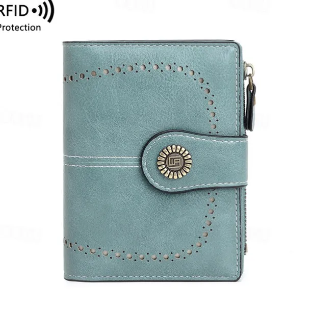 Women's RFID Blocking Faux Leather Wallet – Large Capacity Vintage Bifold Clutch Purse with Zipper Coin Pocket for Everyday & Travel Use