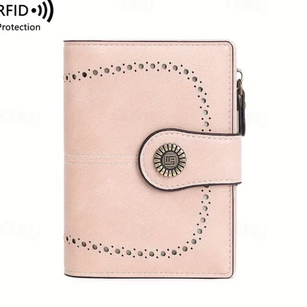 Women's RFID Blocking Faux Leather Wallet – Large Capacity Vintage Bifold Clutch Purse with Zipper Coin Pocket for Everyday & Travel Use