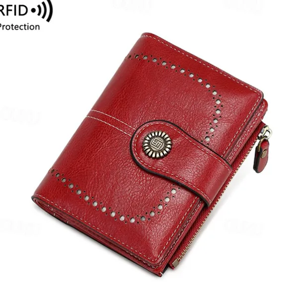 Women's RFID Blocking Faux Leather Wallet – Large Capacity Vintage Bifold Clutch Purse with Zipper Coin Pocket for Everyday & Travel Use