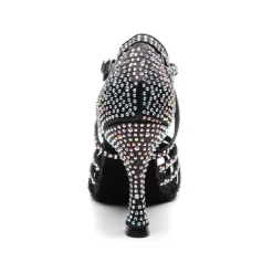 Women's Rhinestone Ballroom Dance Heels – Strappy Latin Salsa Shoes with Suede Sole, Perfect for Performance and Competitive Dancing
