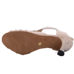 Women's Rhinestone Dance Sandals – Glittering Open-Toe Ballroom Shoes with Zipper Closure for Salsa, Latin, and Dance Events