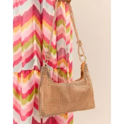 Women's Rhinestone Shoulder Bag – Elegant Evening Handbag with Long Strap – Sparkling Design, Perfect for Parties and Formal Events