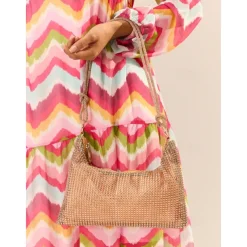 Women's Rhinestone Shoulder Bag – Elegant Evening Handbag with Long Strap – Sparkling Design, Perfect for Parties and Formal Events