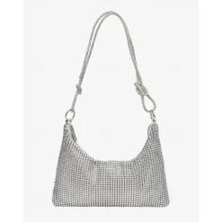 Women's Rhinestone Shoulder Bag – Elegant Evening Handbag with Long Strap – Sparkling Design, Perfect for Parties and Formal Events