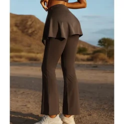 Women's Running Pants Flared Pants Patchwork Bottoms Outdoor Sports & Outdoor Street Breathable Quick Dry Lightweight Tennis Golf Running Regular Fit Sportswear Activewear Solid Colored Black Almond