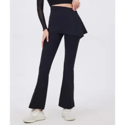 Women's Running Pants Flared Pants Patchwork Bottoms Outdoor Sports & Outdoor Street Breathable Quick Dry Lightweight Tennis Golf Running Regular Fit Sportswear Activewear Solid Colored Black Almond