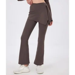 Women's Running Pants Flared Pants Patchwork Bottoms Outdoor Sports & Outdoor Street Breathable Quick Dry Lightweight Tennis Golf Running Regular Fit Sportswear Activewear Solid Colored Black Almond