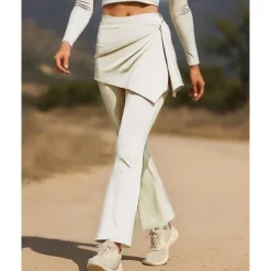 Women's Running Pants Flared Pants Patchwork Bottoms Outdoor Sports & Outdoor Street Breathable Quick Dry Lightweight Tennis Golf Running Regular Fit Sportswear Activewear Solid Colored Black Almond