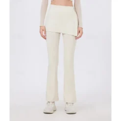 Women's Running Pants Flared Pants Patchwork Bottoms Outdoor Sports & Outdoor Street Breathable Quick Dry Lightweight Tennis Golf Running Regular Fit Sportswear Activewear Solid Colored Black Almond