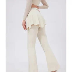 Women's Running Pants Flared Pants Patchwork Bottoms Outdoor Sports & Outdoor Street Breathable Quick Dry Lightweight Tennis Golf Running Regular Fit Sportswear Activewear Solid Colored Black Almond