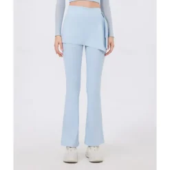 Women's Running Pants Flared Pants Patchwork Bottoms Outdoor Sports & Outdoor Street Breathable Quick Dry Lightweight Tennis Golf Running Regular Fit Sportswear Activewear Solid Colored Black Almond