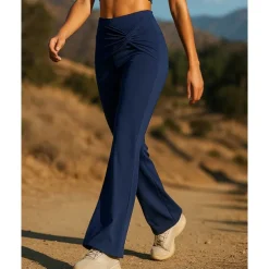 Women's Running Pants Flared Pants Patchwork Bottoms Outdoor Sports & Outdoor Street Breathable Quick Dry Lightweight Tennis Golf Running Regular Fit Sportswear Activewear Solid Colored Navy Black