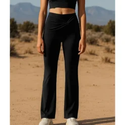 Women's Running Pants Flared Pants Patchwork Bottoms Outdoor Sports & Outdoor Street Breathable Quick Dry Lightweight Tennis Golf Running Regular Fit Sportswear Activewear Solid Colored Navy Black