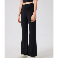 Women's Running Pants Flared Pants Patchwork Bottoms Outdoor Sports & Outdoor Street Breathable Quick Dry Lightweight Tennis Golf Running Regular Fit Sportswear Activewear Solid Colored Navy Black