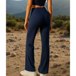 Women's Running Pants Flared Pants Patchwork Bottoms Outdoor Sports & Outdoor Street Breathable Quick Dry Lightweight Tennis Golf Running Regular Fit Sportswear Activewear Solid Colored Navy Black