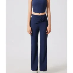 Women's Running Pants Flared Pants Patchwork Bottoms Outdoor Sports & Outdoor Street Breathable Quick Dry Lightweight Tennis Golf Running Regular Fit Sportswear Activewear Solid Colored Navy Black