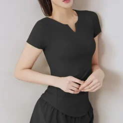 Women's Running Shirt Short Sleeve Tee Tshirt Casual Athleisure V Neck Breathable Quick Dry Soft Gym Workout Running Walking Sportswear Activewear Solid Colored Black Light Green Blue