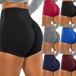 Women's Running Shorts Compression Shorts Gym Shorts with Phone Pocket Running Jogging Training Bottoms Solid Colored Light Blue Black Pink Fall Sports Activewear Stretchy Regular Fit