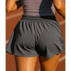 Women's Running Shorts Elastic Waistband Shorts Sports & Outdoor Casual Breathable Quick Dry Lightweight Elastic Tennis Golf Running Regular Fit Sportswear Activewear Solid Colored Black Pink Purple