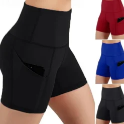 Women's Running Shorts Gym Shorts Side Pockets with Phone Pocket Bottoms Athletic Athleisure Tummy Control Butt Lift Breathable Quick Dry Soft Fitness Gym Workout Marathon Sportswear Activewear Solid