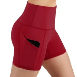 Women's Running Shorts Gym Shorts Side Pockets with Phone Pocket Bottoms Athletic Athleisure Tummy Control Butt Lift Breathable Quick Dry Soft Fitness Gym Workout Marathon Sportswear Activewear Solid