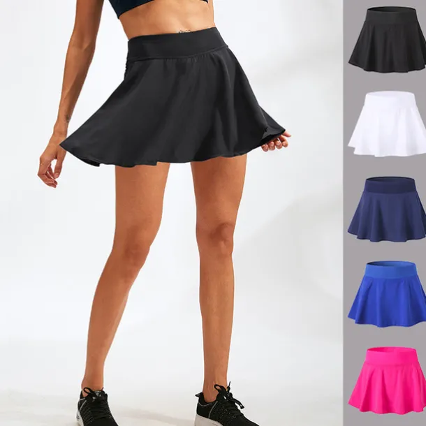 Women's Running Skirt Tennis Skirts Golf Skirts 2 in 1 Liner Sun Protection Breathable Fitness Gym Workout Performance Bottoms Solid Colored Black White Pink Spandex Fall Sports Activewear Stretchy