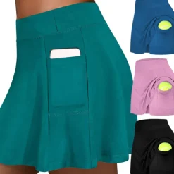 Women's Running Skirt Tennis Skirts Side Pockets 2 in 1 Shorts Athletic Athleisure Spandex Breathable Moisture Wicking Soft Fitness Gym Workout Running Sportswear Activewear Solid Colored Black Blue