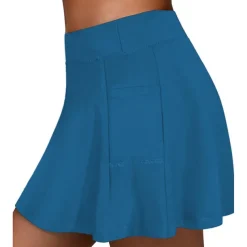 Women's Running Skirt Tennis Skirts Side Pockets 2 in 1 Shorts Athletic Athleisure Spandex Breathable Moisture Wicking Soft Fitness Gym Workout Running Sportswear Activewear Solid Colored Black Blue