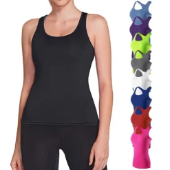 Women's Running Tank Top Compression Tank Top Racerback Sleeveless Base Layer Athletic Spandex Breathable Quick Dry Gym Workout Running Jogging Sportswear Activewear Solid Colored Black / Orange Neon