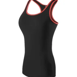 Women's Running Tank Top Compression Tank Top Racerback Sleeveless Base Layer Athletic Spandex Breathable Quick Dry Gym Workout Running Jogging Sportswear Activewear Solid Colored Black / Orange Neon